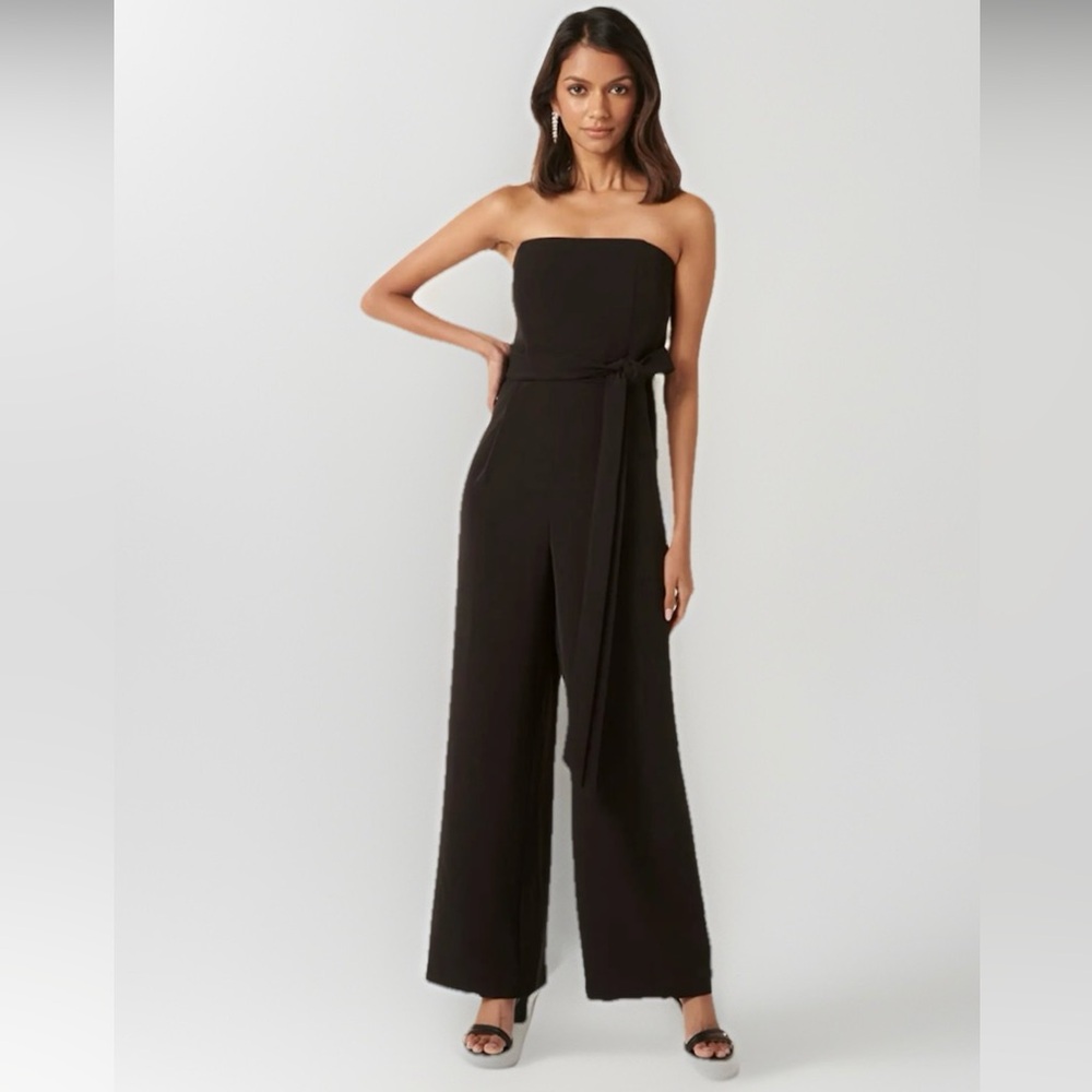 NWT  Havana Straight Leg Strapless Elegant Black Tie Jumpsuit 12 L